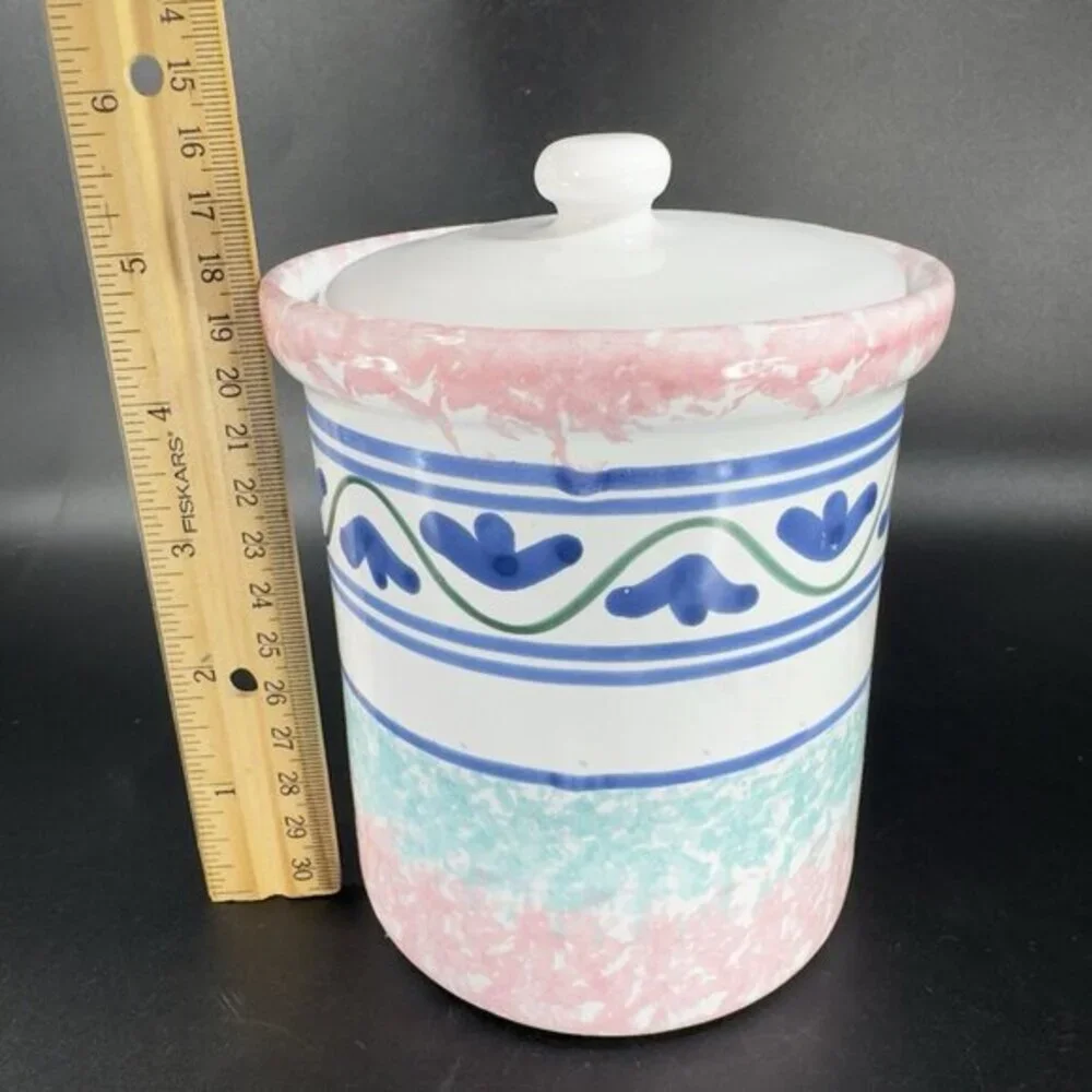 Vintage Caleca Italian Pottery Canister Jar Container With Lid Made In Italy VTG